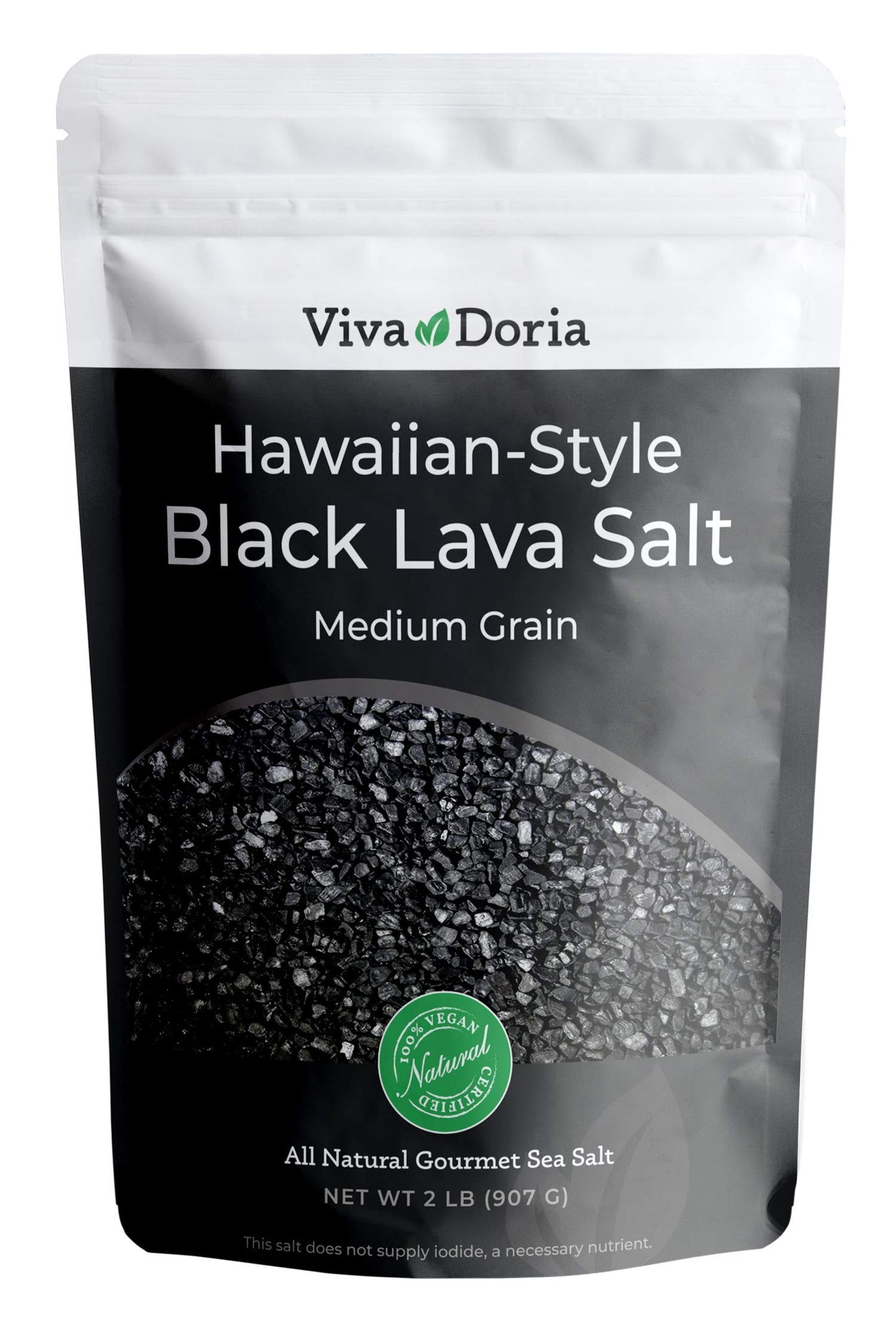 Viva Doria Hawaiian Black Lava Sea Salt Lava Salt (2 Pound Medium grain)