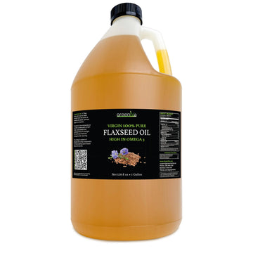 GreenIVe Flax Seed Oil Organically Grown100% Pure Cold Pressed High Vegan Omega Fatty Acids (128 Fl Oz)