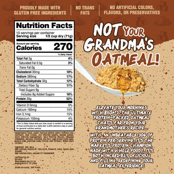 BrOats High Protein Oatmeal With 30g Of Protein Per Serving - Protein Packed Gluten Free Delicious Tasting High Protein Oats (Pack of 1 Maple Brown Sugar)
