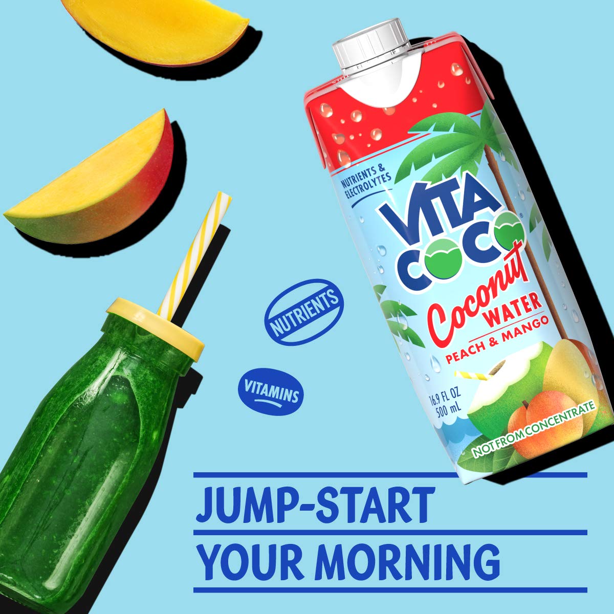 Vita Coco Coconut Water, Peach & Mango - Naturally Hydrating Electrolyte Drink - Smart Alternative To Coffee, Soda, And Sports D
