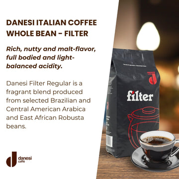 Danesi Caffe Italian Whole Coffee Beans - Espresso Coffee Beans And Medium Roast Whole Bean - Perfect For Espresso Machines, Fre