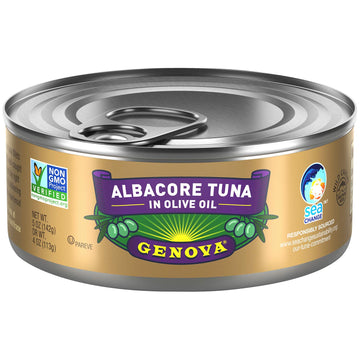 Genova Premium Albacore Tuna In Olive Oil With Sea Salt, Wild Caught, Solid White, 5 Ounce (Pack Of 12)