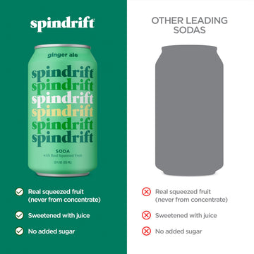 Spindrift Soda Ginger Ale, Made with Real Squeezed Fruit, 12 Fl Oz (Pack of 12)
