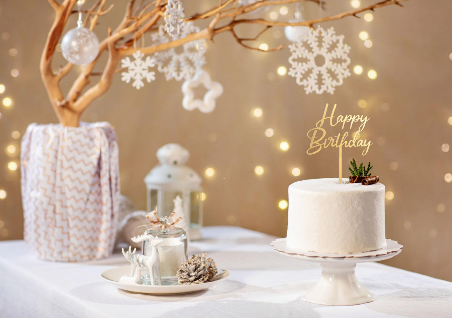 FBQ Acrylic Cake Topper - Golden, Double-Sided, Birthday Decoration for Boys and Girls