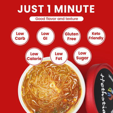 Hethstia Konjac Noodles Red Curry Cup - 6 Pack Low Carb Shirataki Angel Hair Pasta, Instant Shirataki Noodle Spicy Red Curry Bro