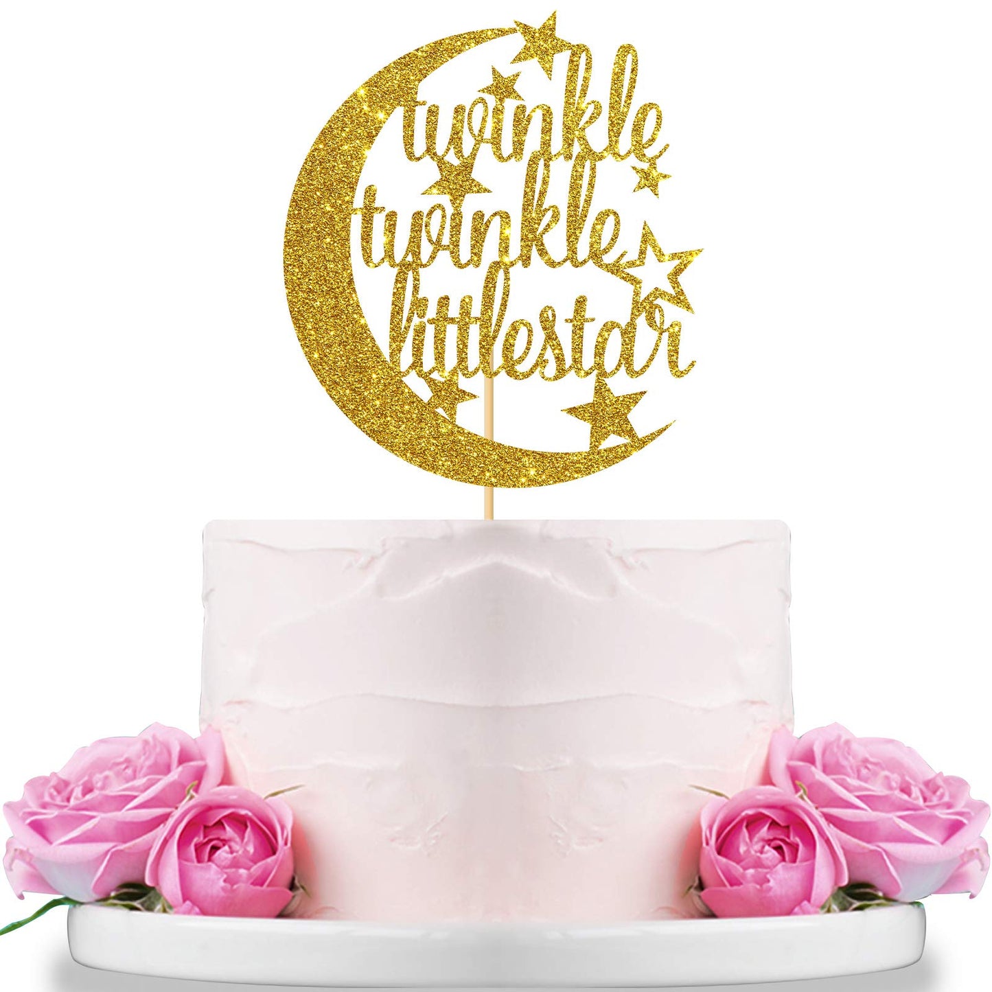 Gold Glitter Twinkle Twinkle Little Star Cake Topper For Baby Shower Gender Reveal Baby 1St 2Nd Birthday Party Decorations Supplies