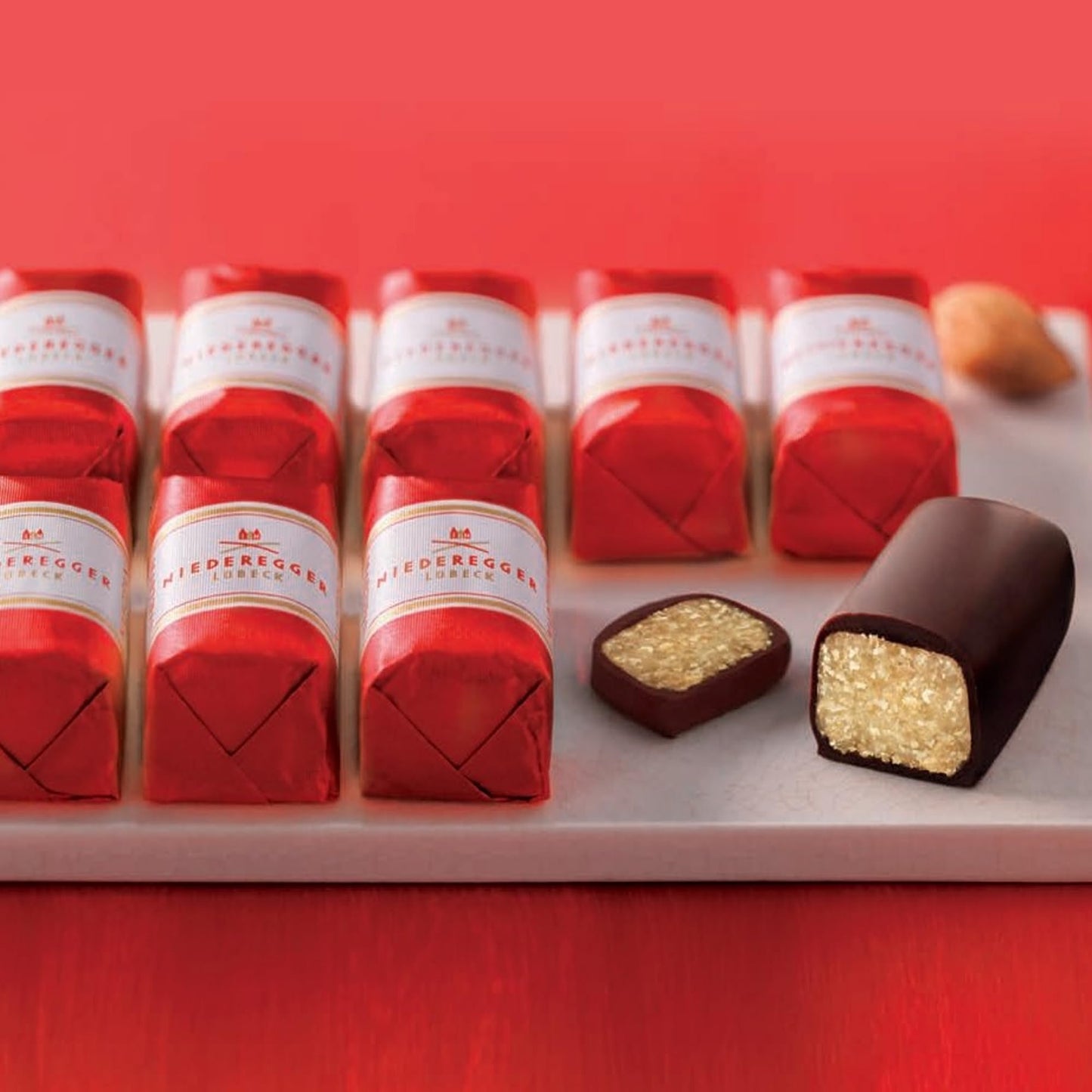 Niederegger Classic Marzipan Gift Box | Pure German Marzipan Covered in Crisp and Dark Chocolate | 8 Pieces Per Box | Kosher | 1