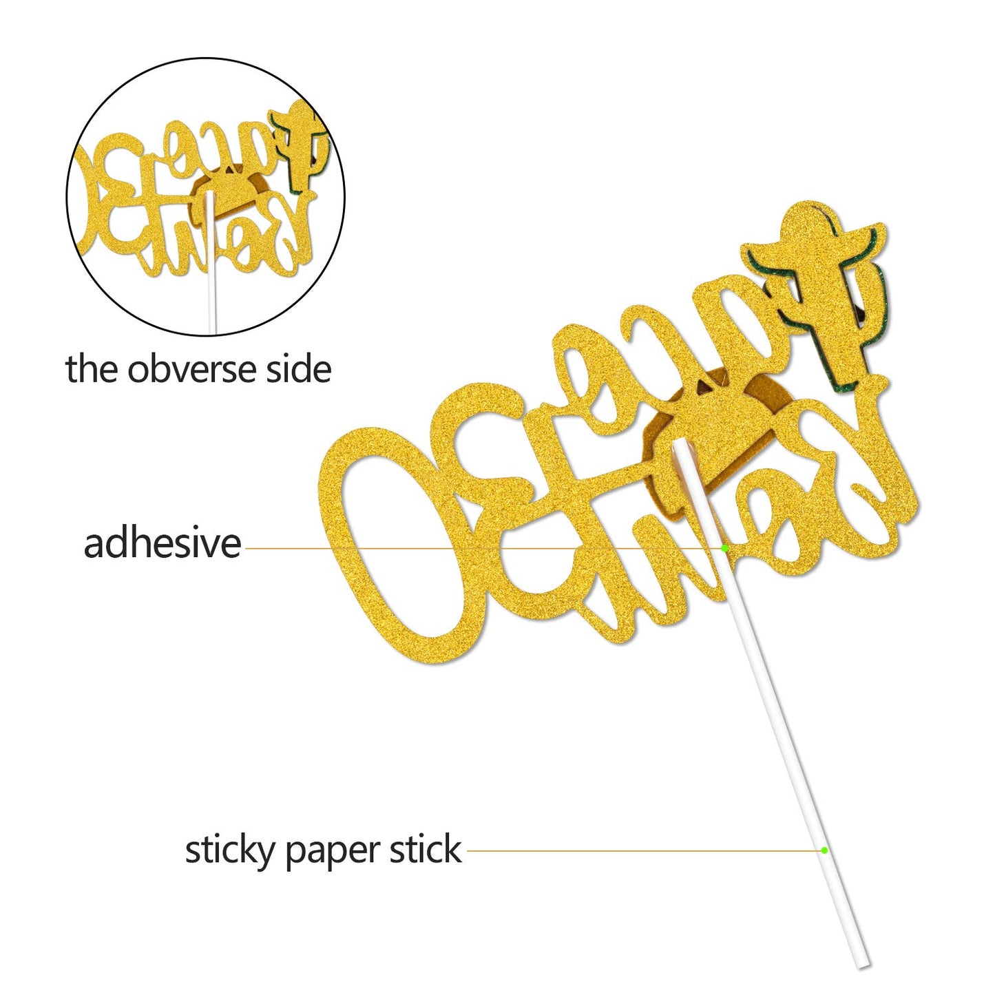 Caiwowo Taco Bout 30 Birthday Cake Topper, Gold Glitter, Fiesta Party Decoration, Paper, Model 1
