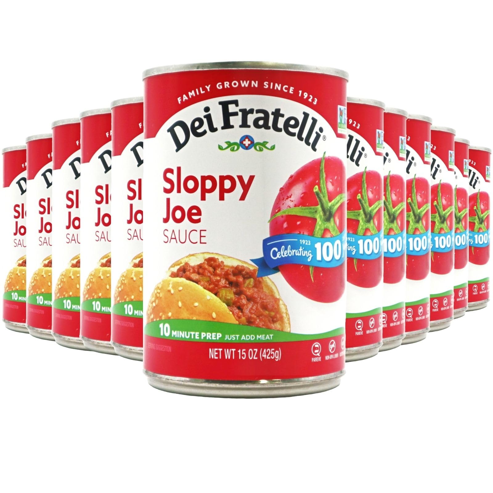 Dei Fratelli Sloppy Joe Sauce (15oz - 12 pack) - Vine-Ripened Tomatoes - No Water, No Corn Syrup, Non GMO, Gluten-Free