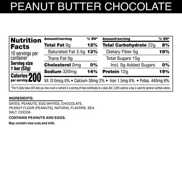 Rxbar Protein Bars, Protein Snack, Snack Bars, Peanut Butter Chocolate, 18.3Oz Box (10 Bars)