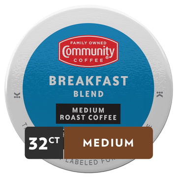 Community Coffee Breakfast Blend Medium Roast Single Serve Keurig K-Cup Pods 32 Ct Box