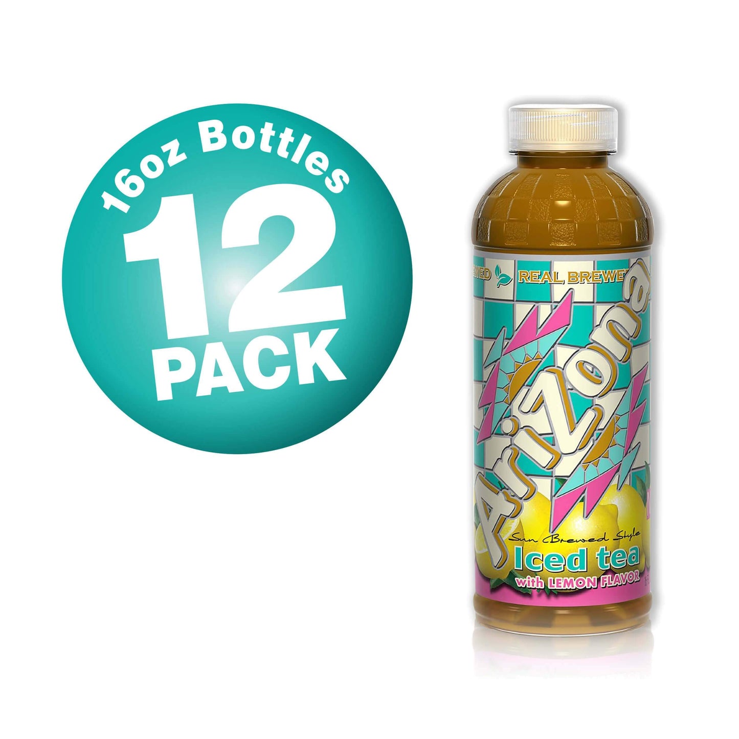 AriZona Lemon Tea, 16 Fl Oz (Pack of 12) - Refreshing Iced Beverage, Perfect for On-the-Go Enjoyment