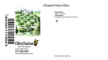 Olivenation Chopped Dates, Dusted In Oat Flour, Non-Gmo, Kosher, Vegan - 80 Ounces