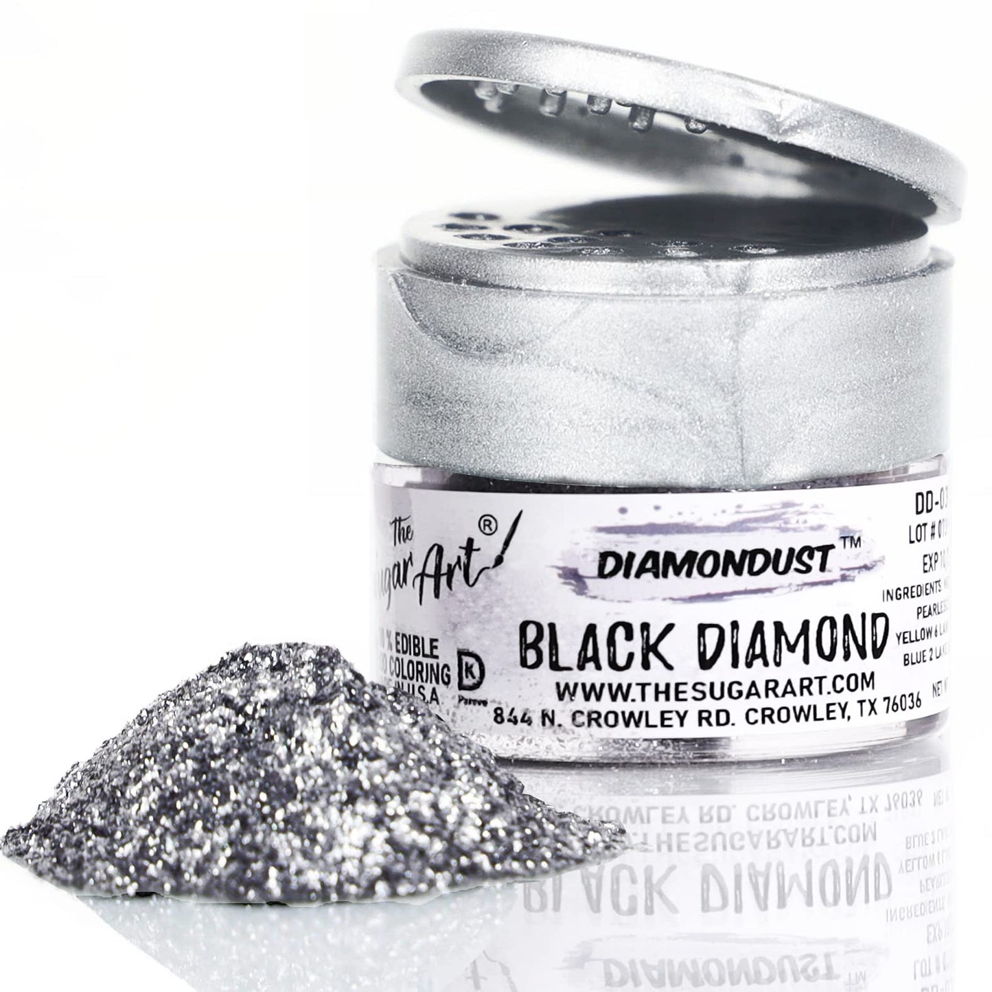 Black Diamond Edible Glitter for Drinks, Cocktails, Cake Decorating, Strawberries, Chocolates & More | No Taste | 4g | 100% Food