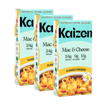 Kaizen High Protein Cheddar Mac & Cheese - Low Carb, Keto Friendly, High Fiber, Gluten-Free, Plant-Based, Non-GMO - 6.4 Ounces (