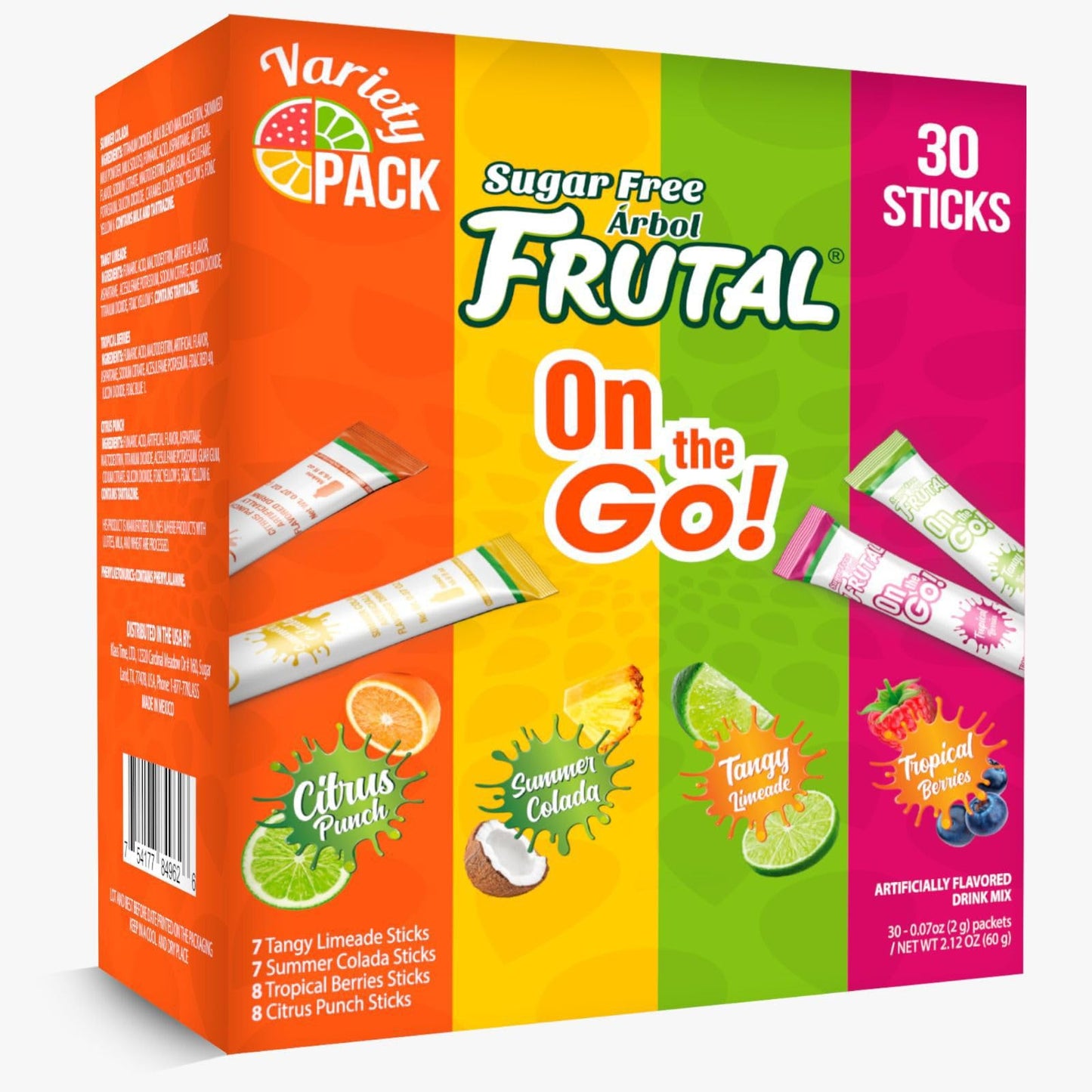 Powdered Drink Mix Variety Pack, Sugar Free! - Fruity Flavors - Summer Colada, Tangy Limeade, Citrus Punch & Tropical Berries Pa