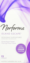 Norforms Feminine Deodorant Suppositories - Island Escape - 12 Ct