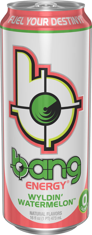 Bang Energy Wyldin’ Watermelon Sugar-Free Energy Drink, 16oz, Pack of 12 - Refreshing, Low-Calorie Boost for Active Lifestyles