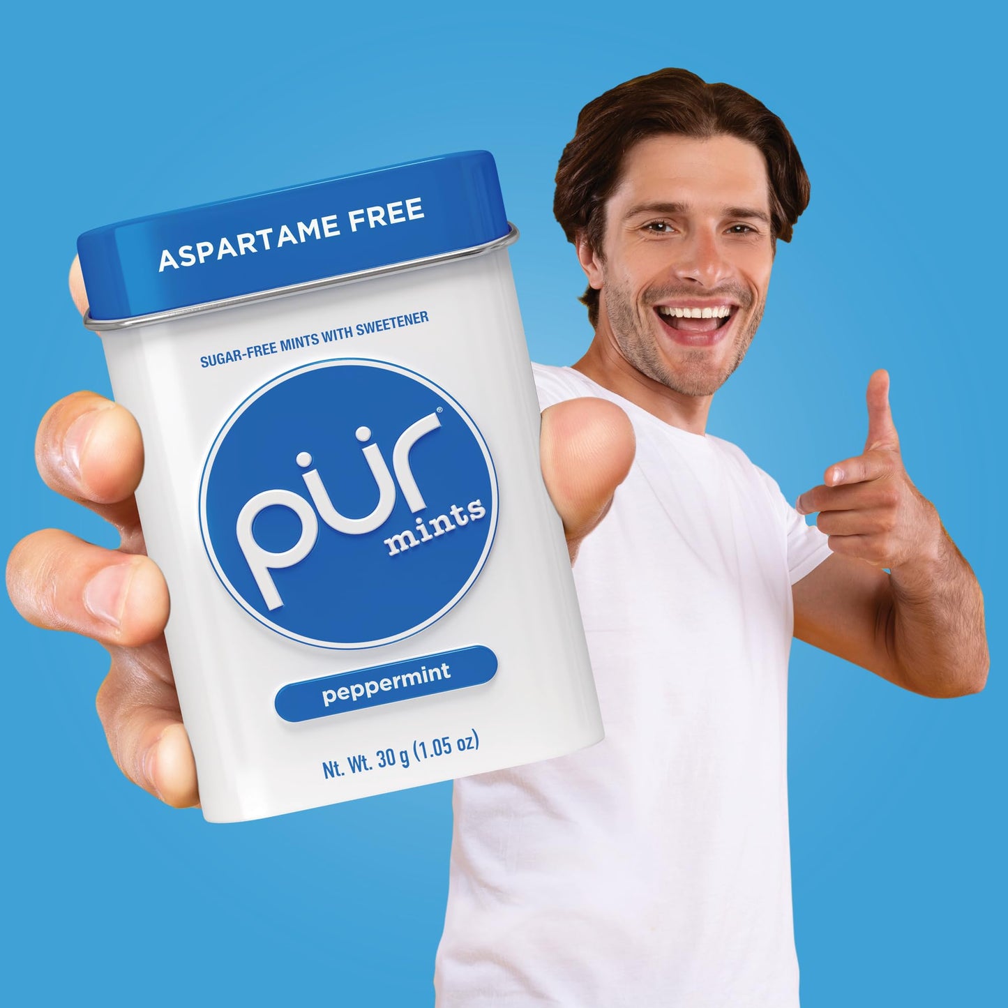 PUR Mints Sugar Free Peppermint Mints, Vegan, Gluten Free, Keto Friendly, 30 Count (Pack of 2)