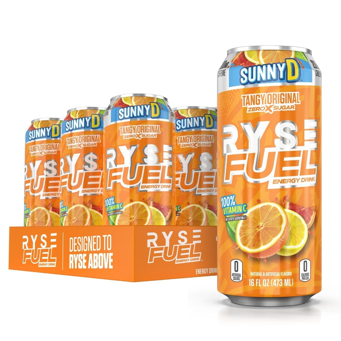 RYSE Up Supplements Fuel Sugar Free Energy Drink, Vegan & Gluten Free, 200mg Caffeine, 12 Pack, 16 Fl Oz