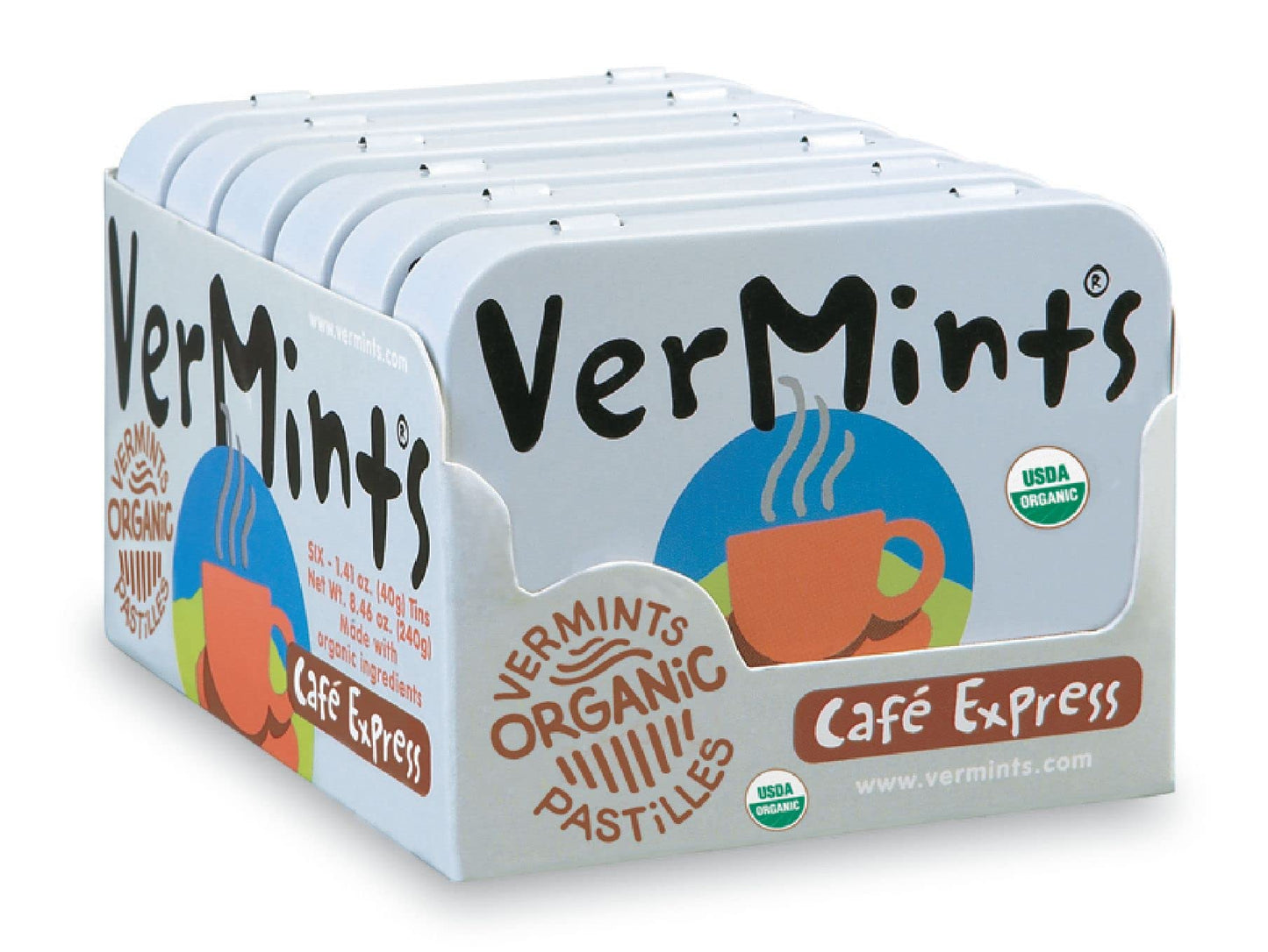 Organic Breath Mints by VerMints, Caf Express Coffee Flavor, All Natural Pastilles, Non-GMO, Nut Free, Gluten Free, Vegan, KSA