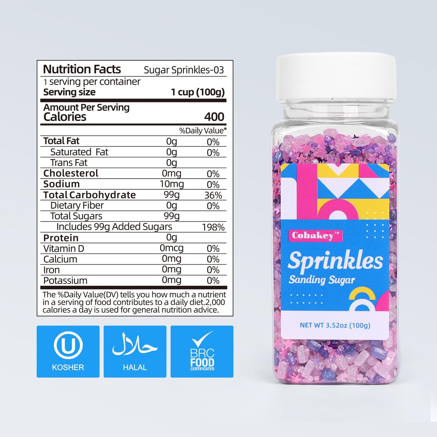 Sanding Sugar Edible Pink Glitter Stars Mix, Edible Purple&Pink Sugar Sprinkles For Cake Decorating, Sparkling Edible Pink Sandi