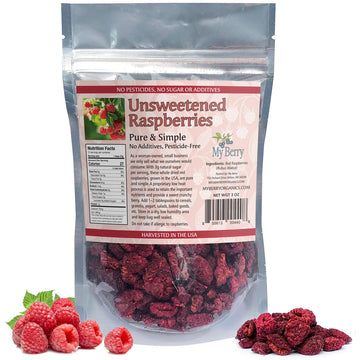 Unsweetened Dried Raspberries, Pesticide-Free, Usa Grown, 3Oz, Pure & Simple, Woman-Owned, Small Company