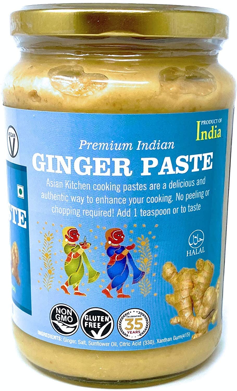 Asian Kitchen Ginger Cooking Paste 26.5Oz (750G) Glass Jar ~ Vegan | Gluten Free | Non-Gmo | No Colors | Indian Origin
