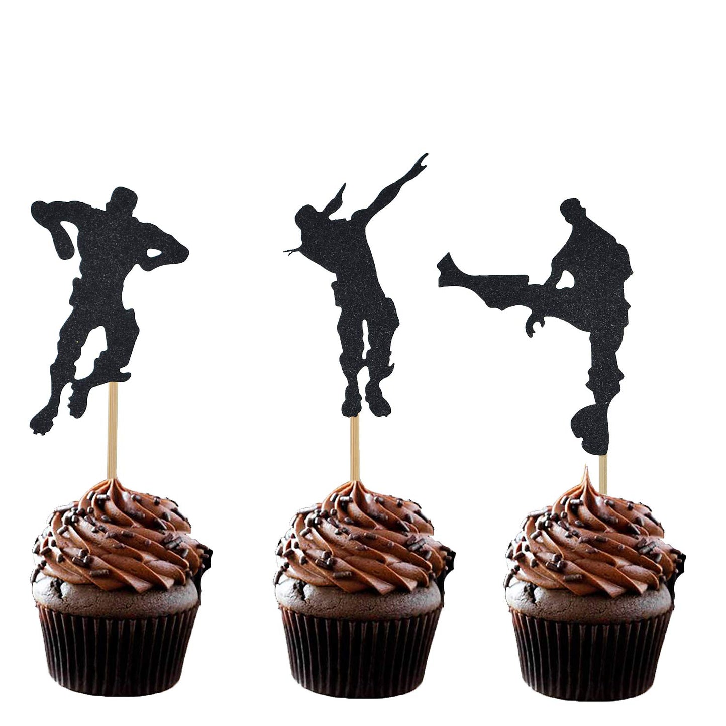 36 Pcs Glitter Black Video Game Cupcake Toppers Dance Cupcake Toppers For Gaming Themed Birthday Cake Decoration Party Supplies