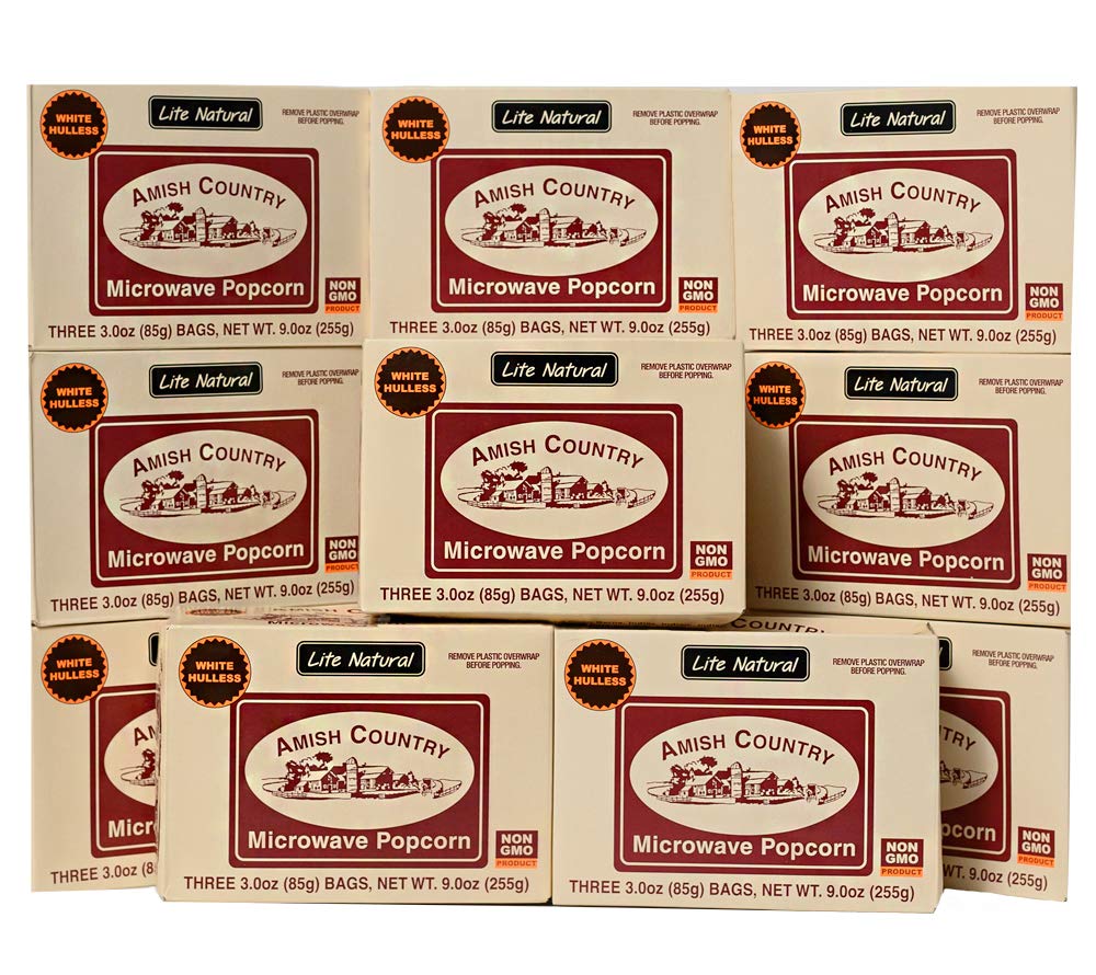 Amish Country Popcorn | Old Fashioned Microwave Popcorn | Non-Gmo, Gluten Free, Microwaveable And Kosher (Lite Natural White Hul