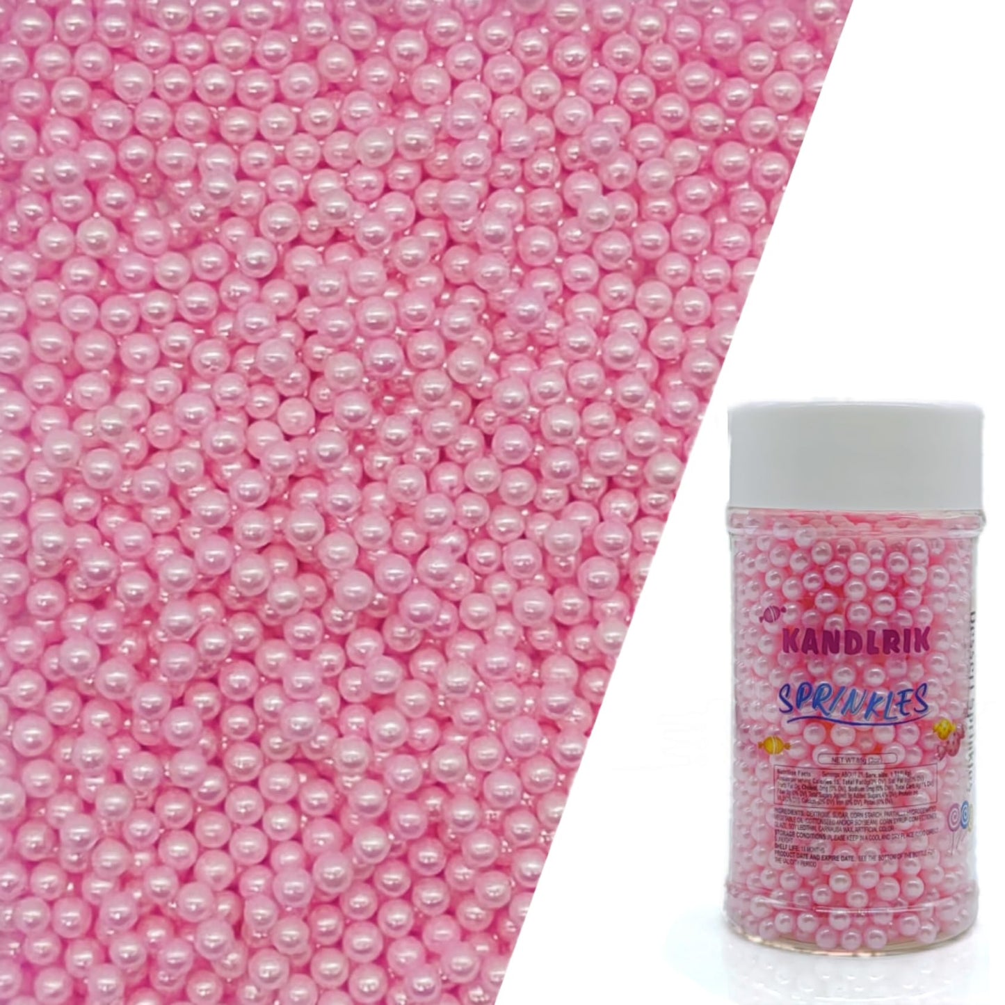 Edible Pink Pearl Sugar Sprinkles Candy 4mm Mini Pearls Cake Decorations Cupcake Toppers Cookie Decorating Perfect for Wedding P