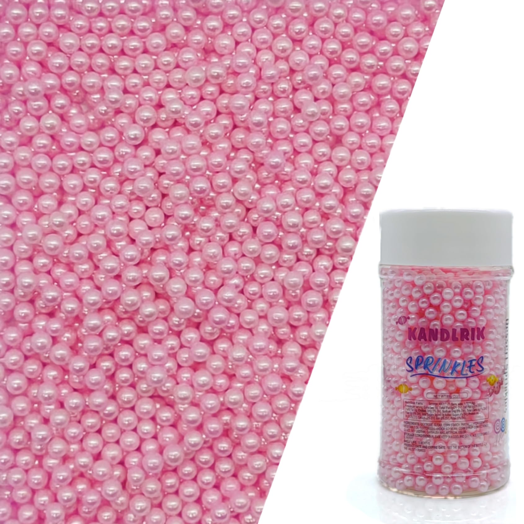 Edible Pink Pearl Sugar Sprinkles Candy 4mm Mini Pearls Cake Decorations Cupcake Toppers Cookie Decorating Perfect for Wedding P