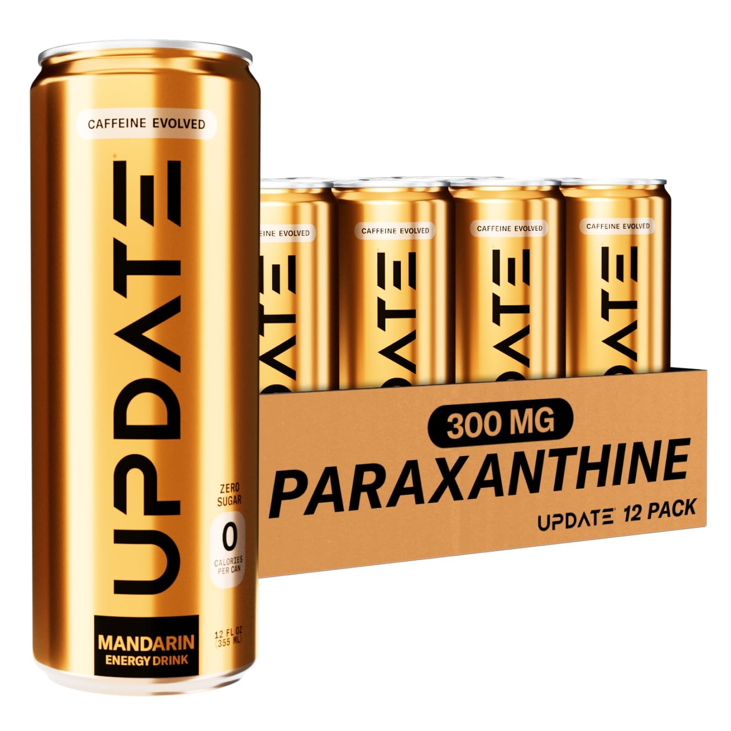 Drink Update No Sugar, Caffeine-Free Energy - Jitter And Crash Free, No Overstimulation, Healthy, Natural, Improved Focus, No Sucralose, No Artificial Flavors With Paraxanthine (Mandarin, 12 Pack)
