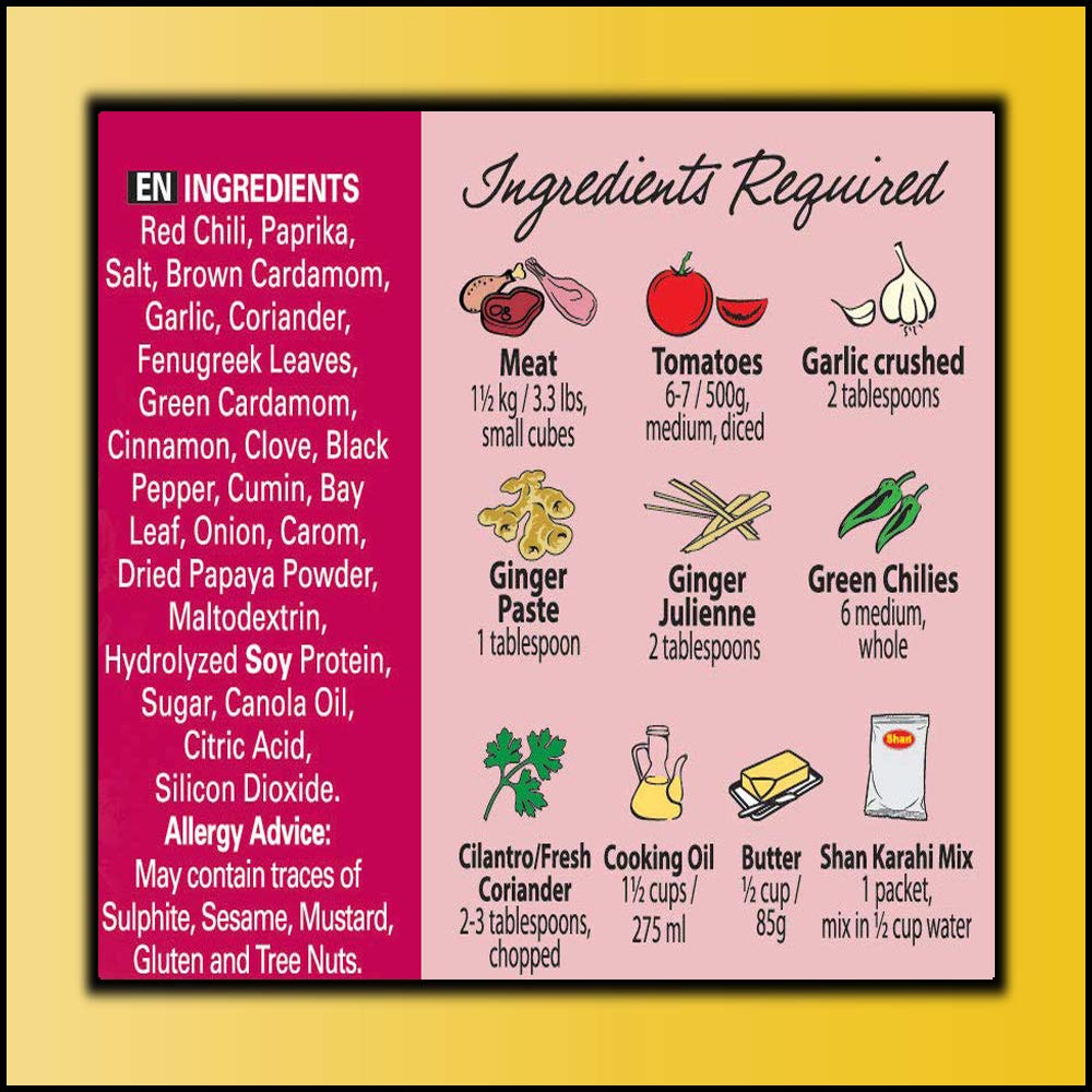 Shan - Karahi Seasoning Mix (50G) - Spice Packets For Karahi Masala (Pack Of 6)