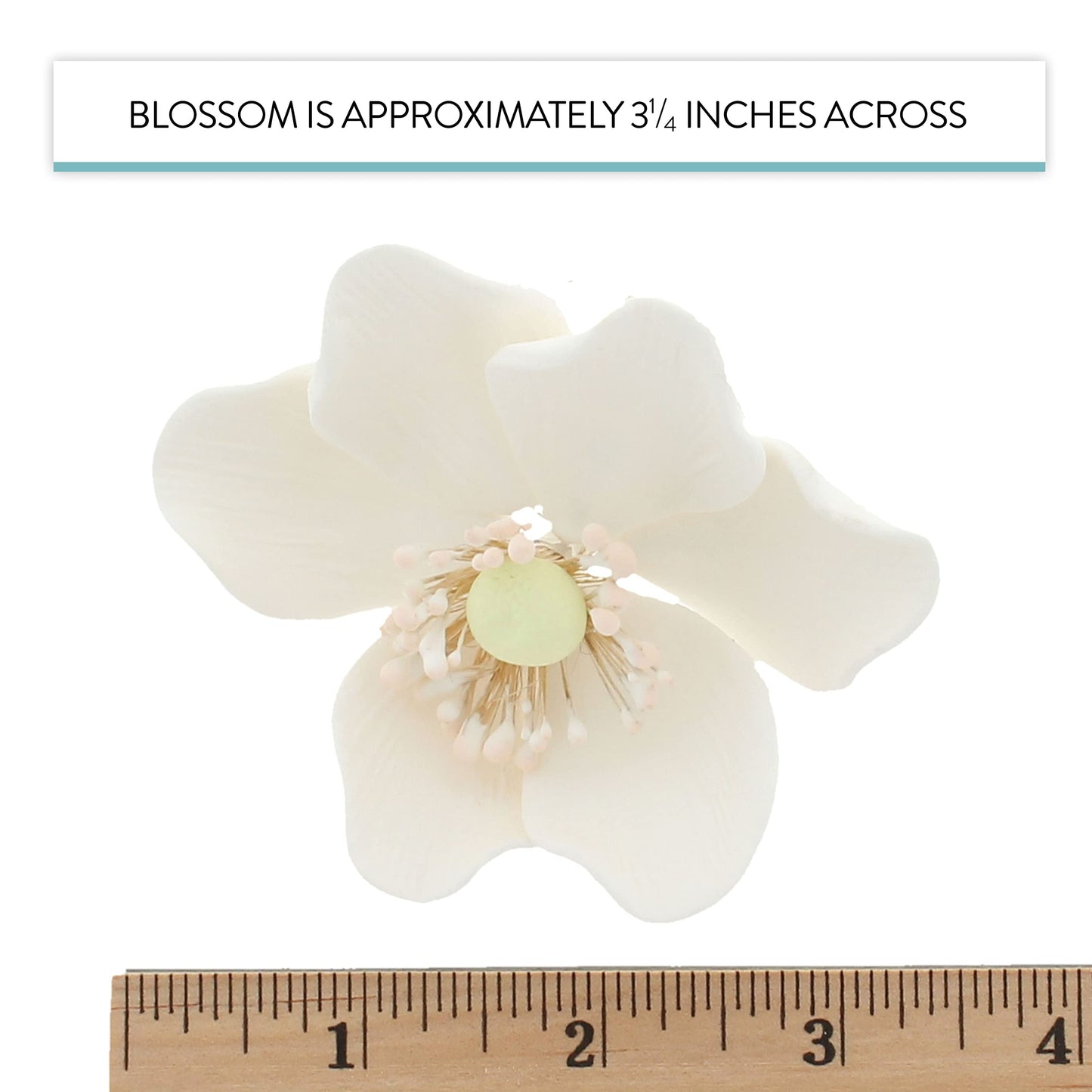 Global Sugar Art Poppy Anemone Sugar Cake Flowers, 3 Count, Sugar-Based, White with Green Center