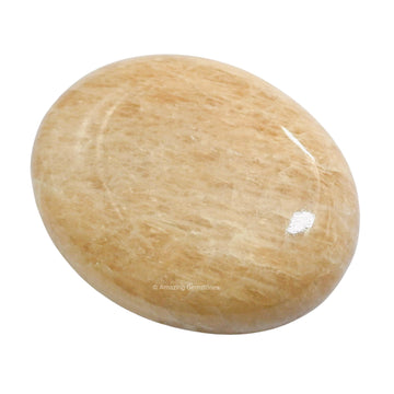 Cream Moonstone Palm Stone - Pocket Massage Worry Stone For Natural Body Chakra Balancing, Reiki Healing And Crystal Grid