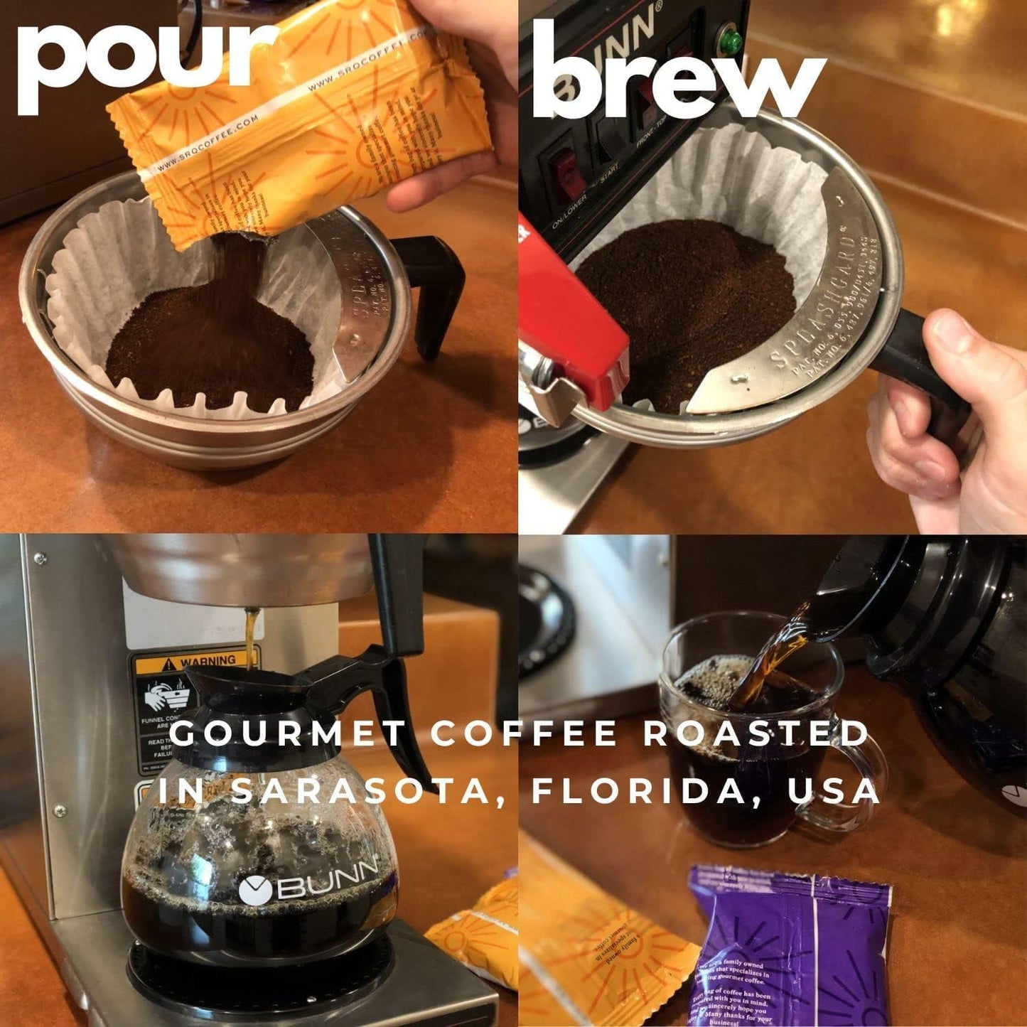 SARASOTA COFFEE & TEA CO. Gourmet Flavored Coffee Grounds, Jamaican Me Crazy, 2 Ounce Pouches, Pack of 12, Low Acid, Mold Free