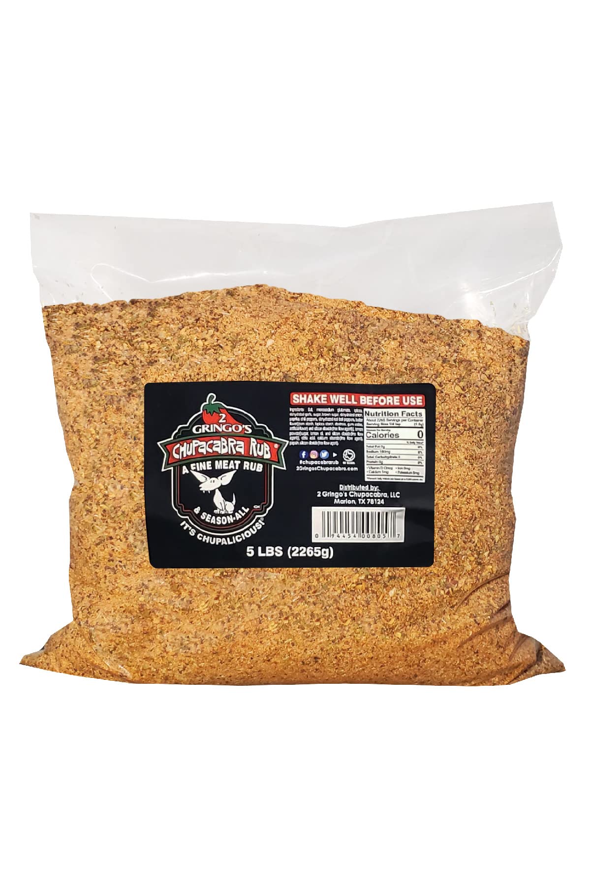 2 Gringos Chupacabra Original Fine Meat Rub, 5 Lbs