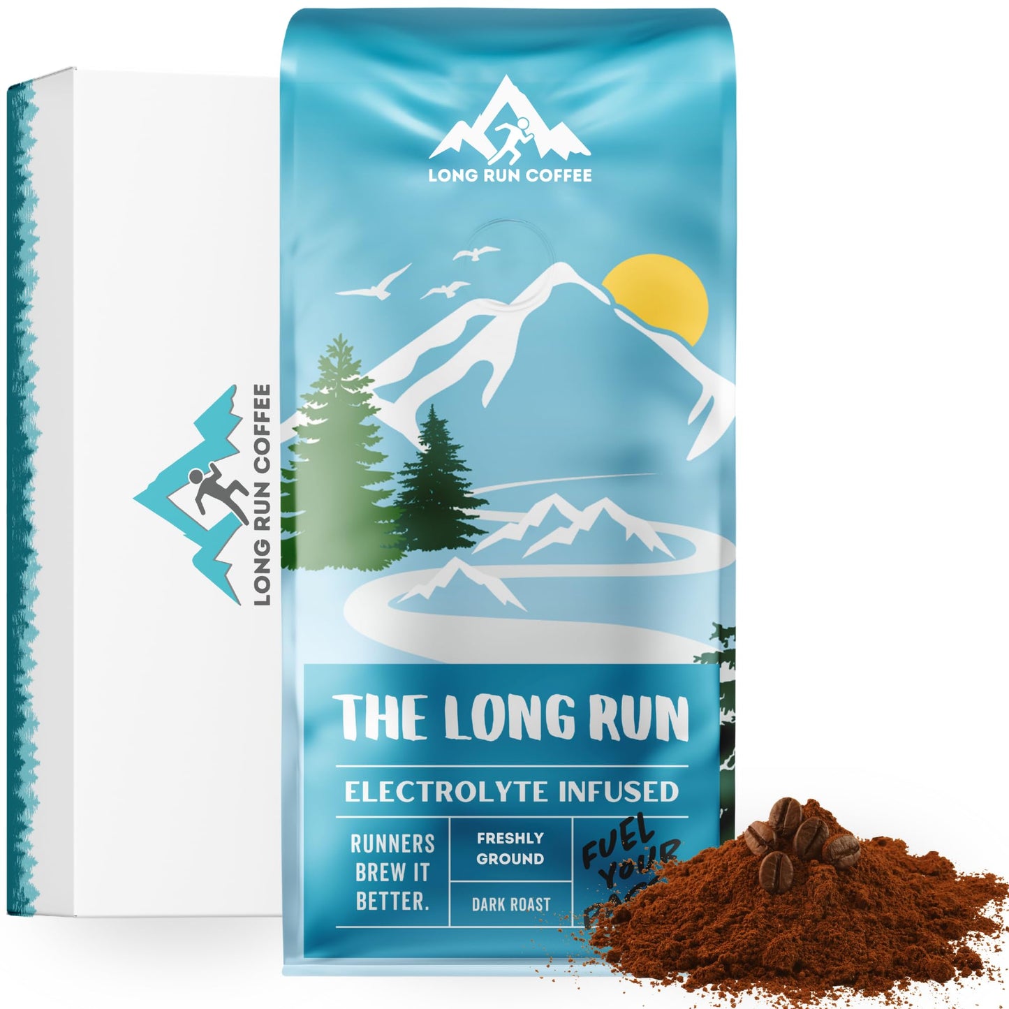 Long Run Coffee - Hydrating Coffee With Electrolytes - All Natrual Energy + Hydration + Recovery For Athletes - Stomach Friendly Electrolyte Coffee For Runners (1 Lb Dark Roast)