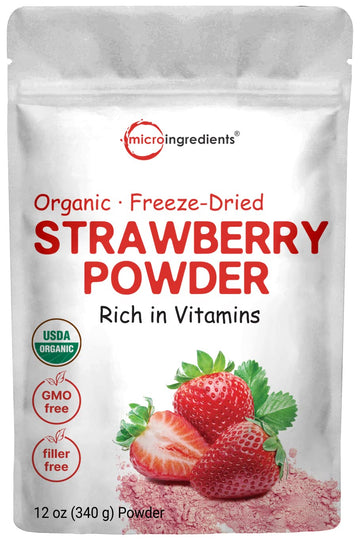 Organic Strawberry Powder, 1 Lb | 100% Natural Fruit Powder | Freeze-Dried Strawberries Source | No Sugar & Additives | Great Fl