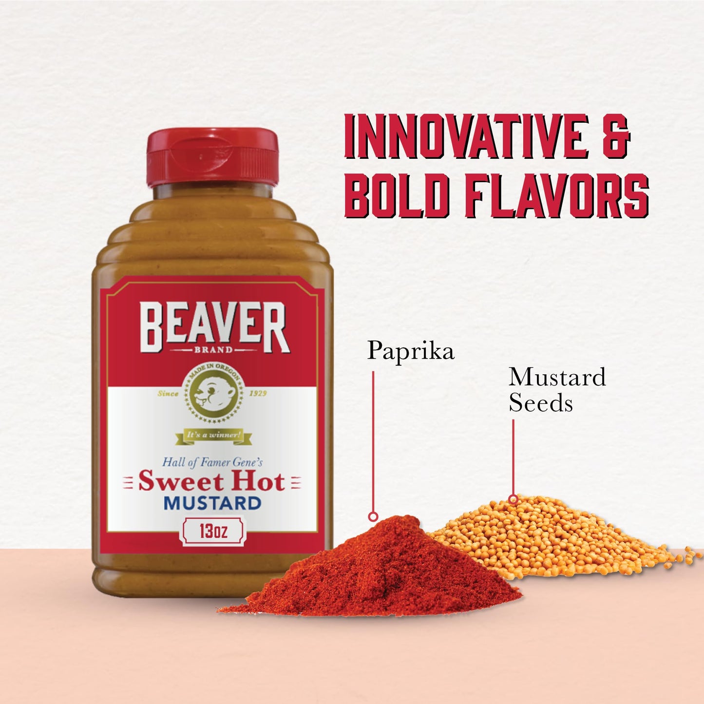 Beaver Sweet Hot Mustard 13 Ounce Squeeze Bottle