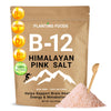 Planting Foods Organic Himalayan Pink Salt + Vitamin B12 | Fine Grain 16Oz (1Lb) | Organic Pure, Vegan & Unrefined | Nutrient &