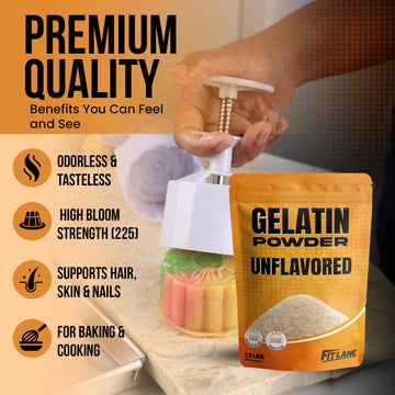 Gelatin Powder Unflavored 6 oz - Bulk Bag - Gelatina Sin Sabor en Polvo - Product of USA - Perfect for Desserts Baking & Cooking - Supports Hair Skin & Nails