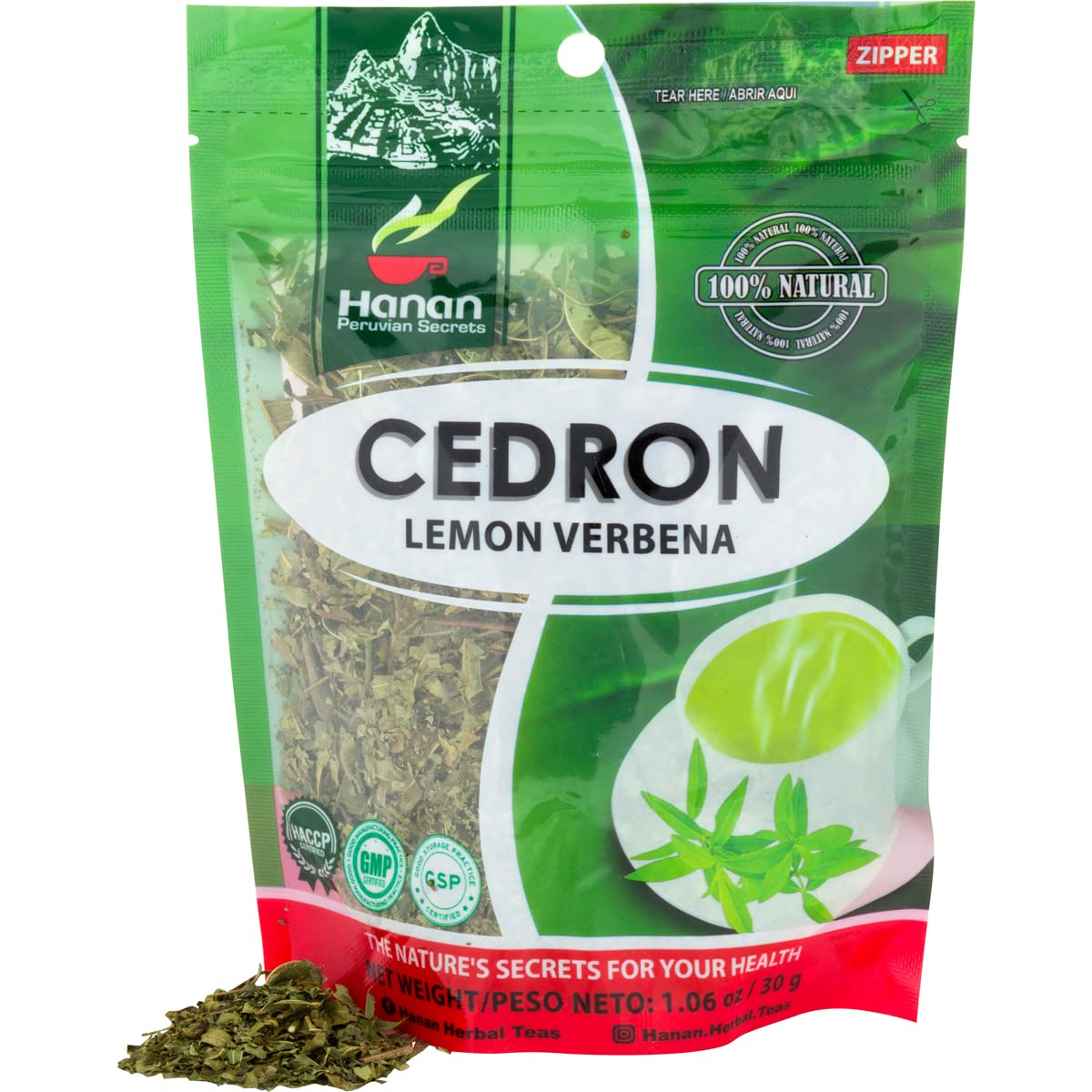Hanan Lemon Verbena (Cedron) Loose Herbs - Herbal Tea All-Natural Beebrush From Perus Andes Mountains Flavor In Cooking Recipes,