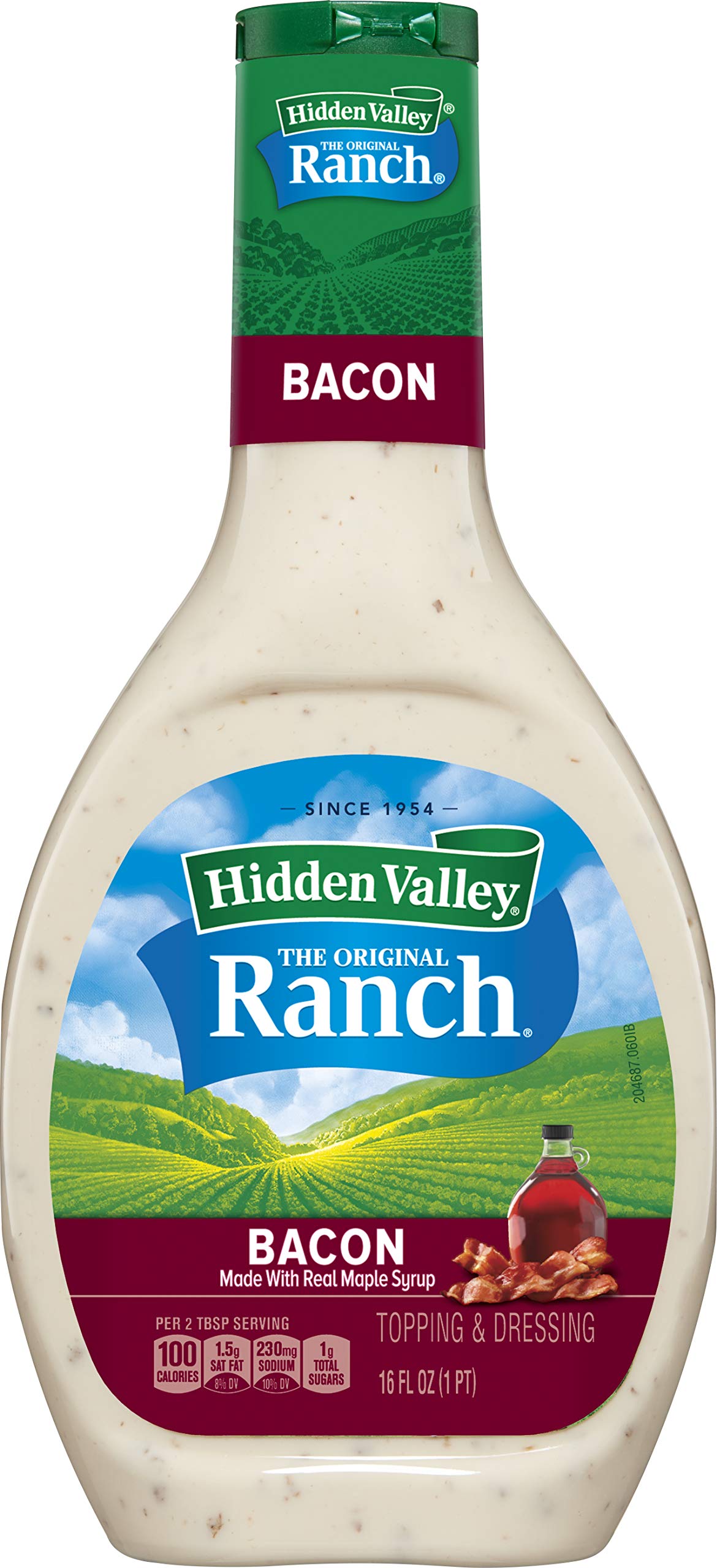 Hidden Valley Bacon Ranch Salad Dressing & Topping, Gluten Free, 16 Fl Oz, Model 00572
