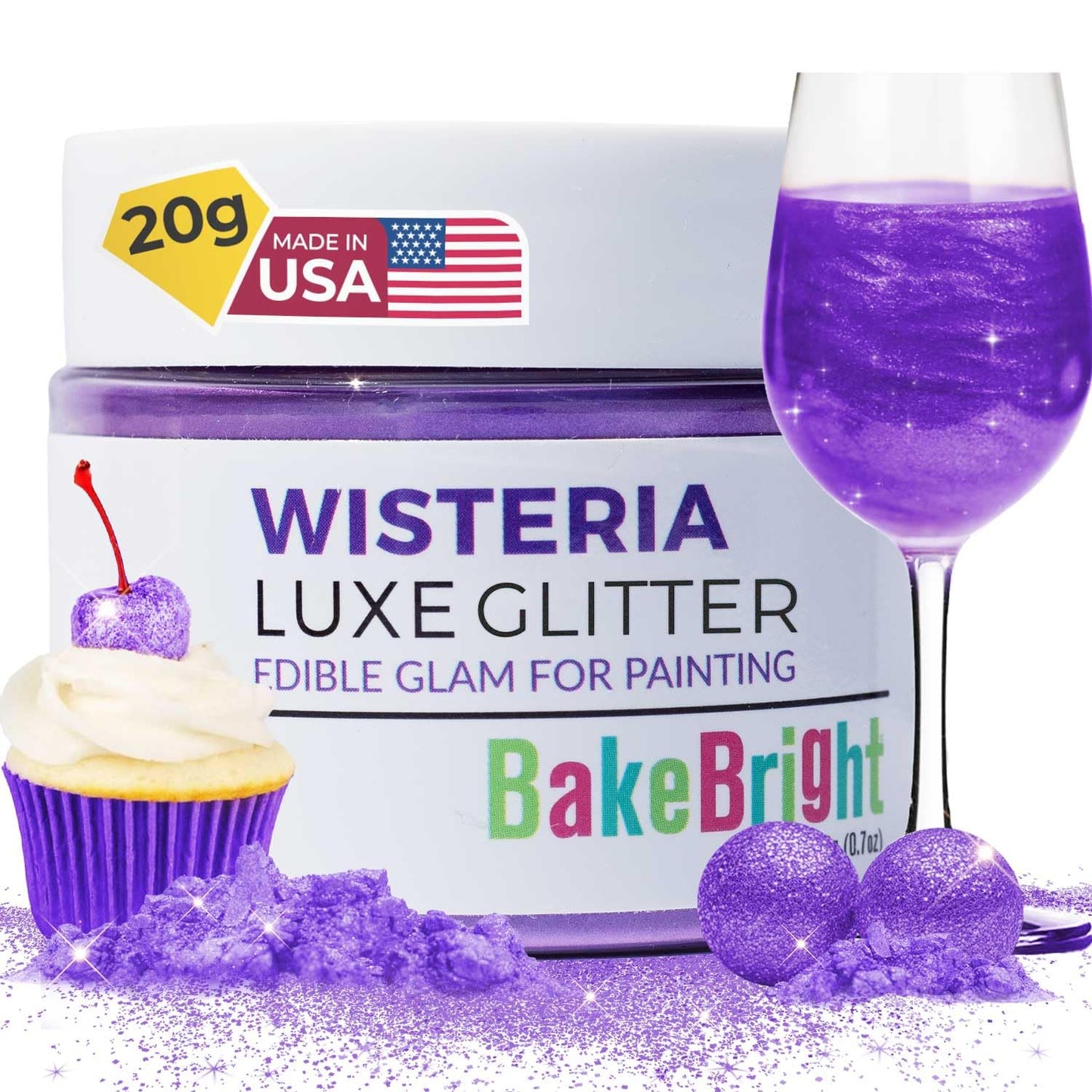 Bulk (20G) Purple Edible Glitter For Drinks | Top-Grade Edible Glitter For Cakes Drink Brew Glitter Purple Edible Glitter Purple Cake Decorations Edible Purple Glitter For Strawberries Mixed Flavor Glitter