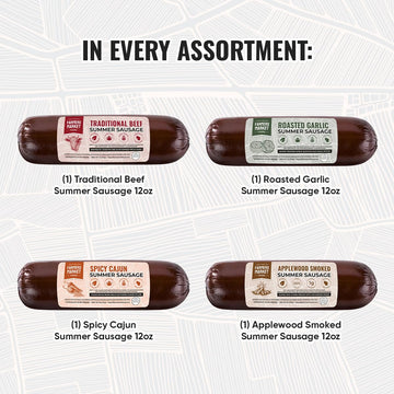 Deli Direct Beef and Pork Summer Sausage Roll, Ready to Eat, High Protein, Low Carb, Gluten Free, 12oz (4 Pack)