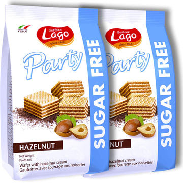 Gastone Lago Party Wafers Cookies 7.5 Oz, 213G (Hazelnut Sugar Free, 2-Pack)