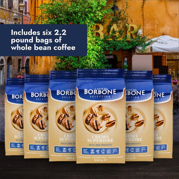 Caff Borbone Whole Bean Coffee, Crema Superiore, Arabica And Robusta Blend - Roasted And Freshly Packaged In Italy - 2.2 Pound B