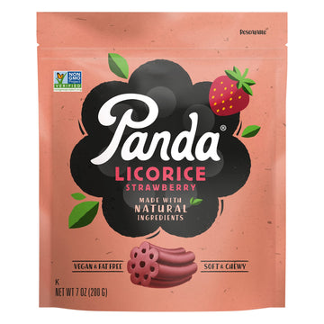 Panda | Natural Soft Strawberry Licorice | Licorice Candy Made With Natural Colors And Flavors | Non-Gmo Project Verified | Veg